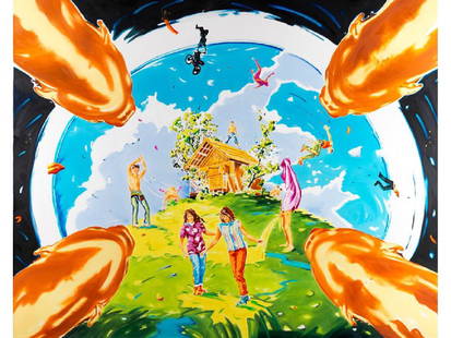 Norbert Bisky: BESETZT, 2007 Ã–l auf Leinwand. 240 x 300 cm. Verso signiert, betitelt und datiert. Ungerahmt. Zum Zeitpunkt der Wende war Bisky gerade 19 Jahre alt und seine im Kommunismus straff durchgeplante un