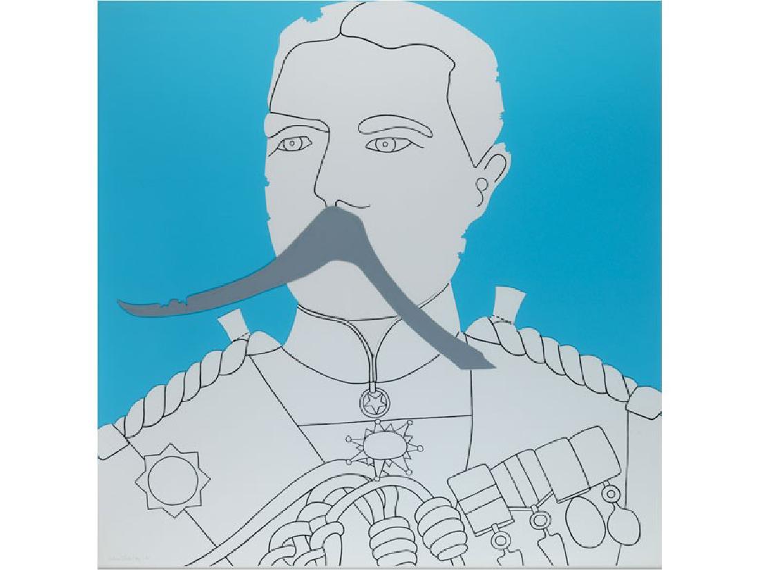 John Wesley: GENERAL, 1971 Siebdruck. 76,2 x 76,2 cm. Links unten signiert und datiert. Hinter Glas gerahmt. Aus der Mappe â€žPanoplyâ€œ. Gerahmt beschrieben. (10909829) (12)
