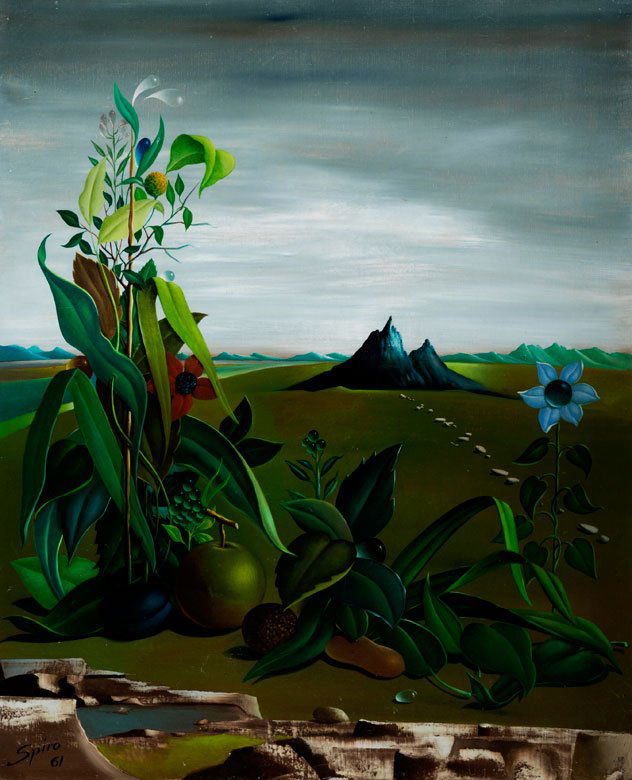 Georges Spiro, 1909 Warschau - 1994 Nizza: SURREALISTISCHE LANDSCHAFT, 1961 Ã–l auf Leinwand. Ca. 61 x 50 cm. Links unten signiert und datiert. Ohne Rahmen. (1080634) (12)