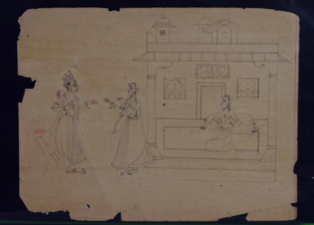 Two Pahari Indian Sketch Paintings (1 of 2)
