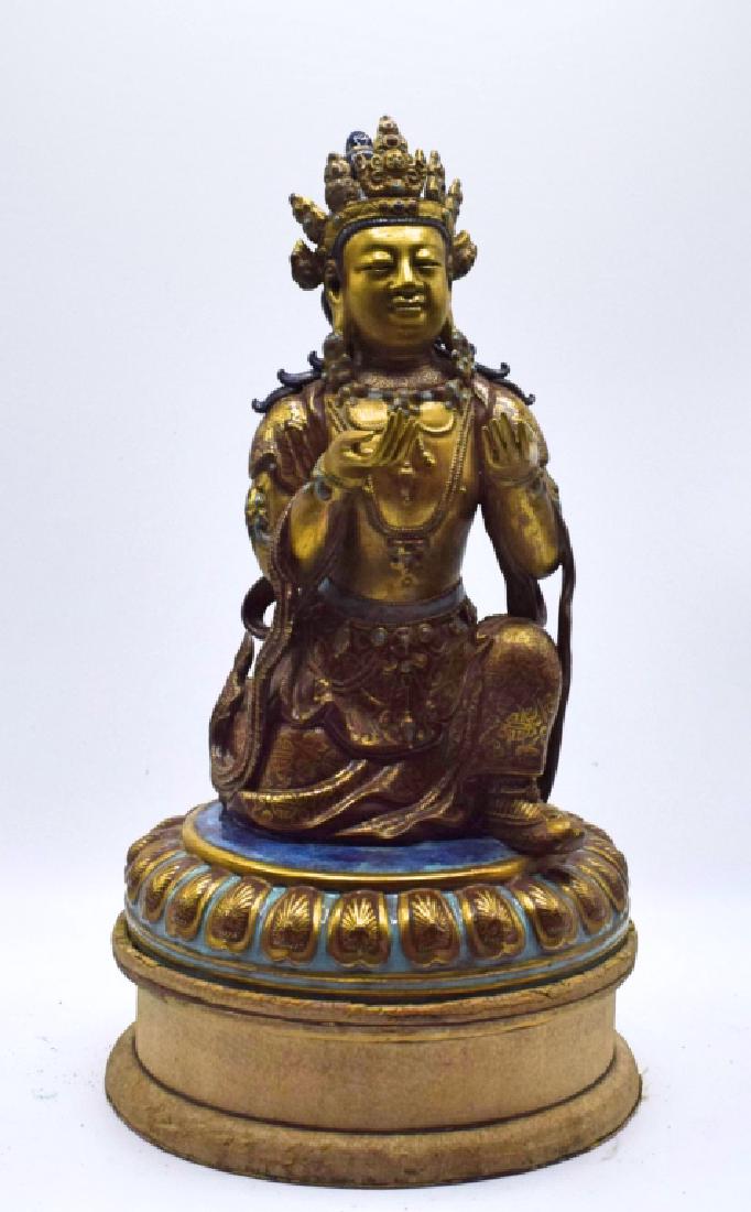 CHINESE GILT PORCELAIN BUDDHA STATUE (1 of 7)
