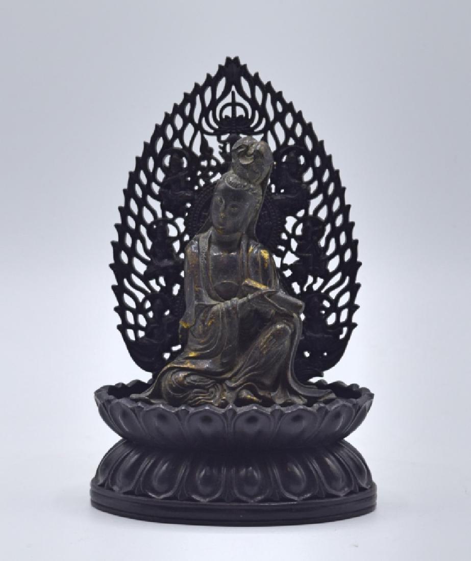 Chinese Gilt Bronze Statue of Guanyin with Stand (1 of 5)