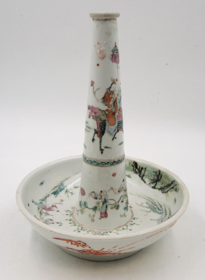 Chinese Famille Rose Porcelain Tray: H: 10 1/2 in. Provenance: private Beverly Hills collection.