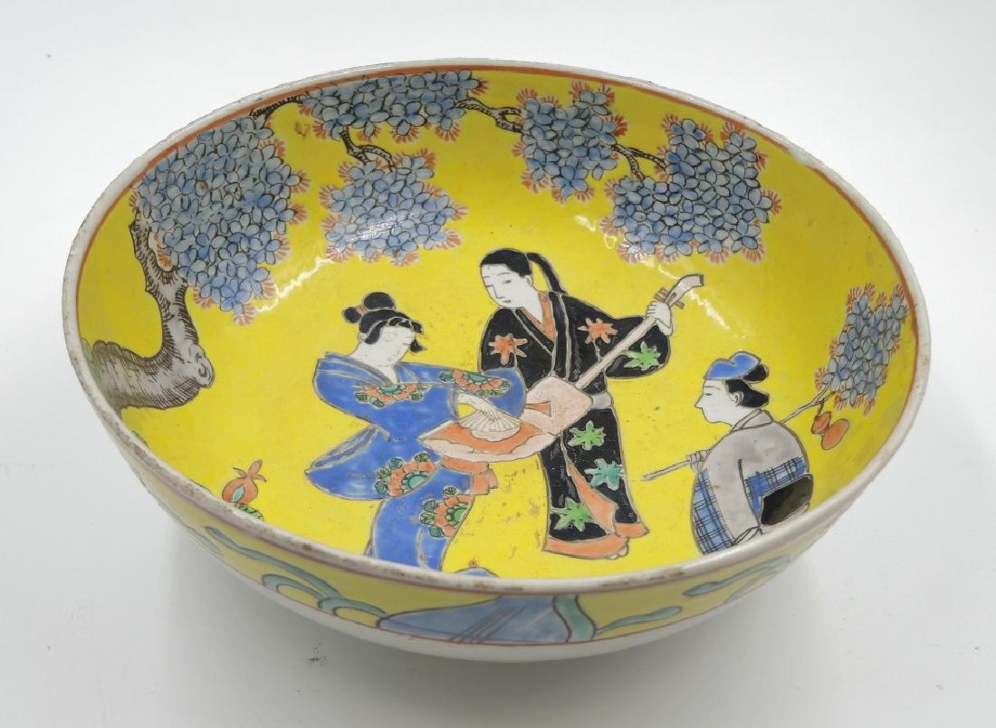 Japanese Ceramic Bowl: Diameter: 9 1/2 in.; H: 3 5/8 in. Provenance: private Beverly Hills collection.