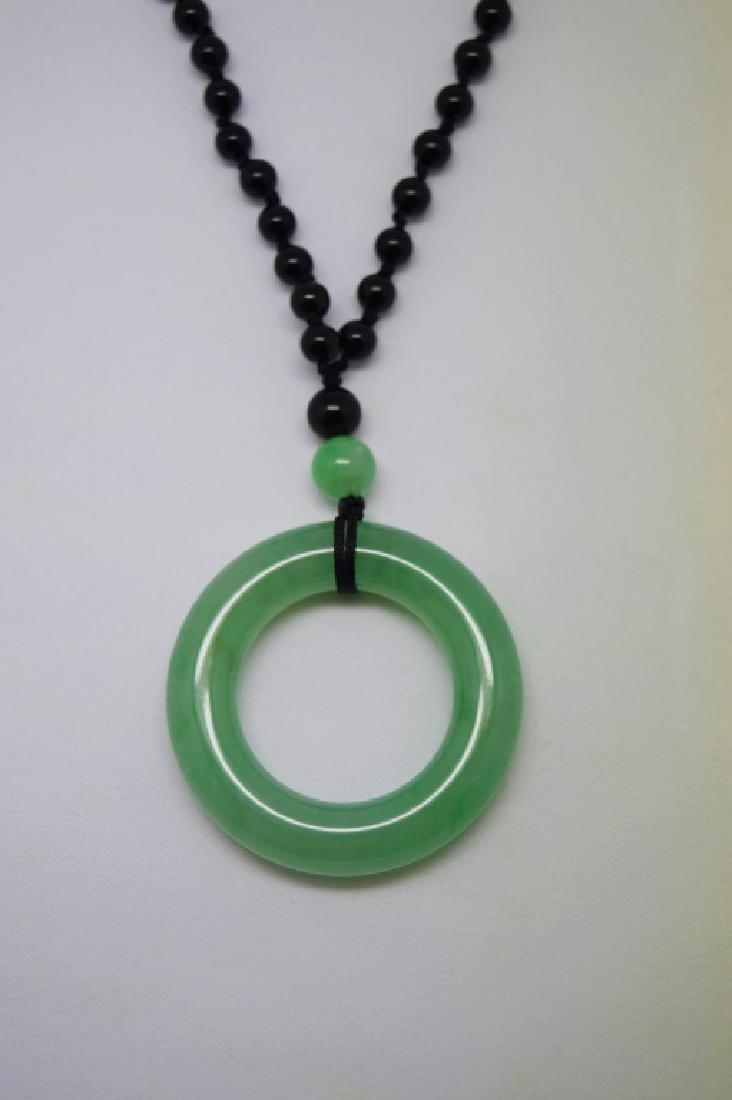 Large Icy Full Green Jadeite Disc Pendant (1 of 6)