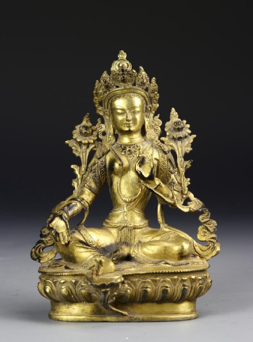 Chinese Tibetan Gilt Bronze Buddha Statue (1 of 4)