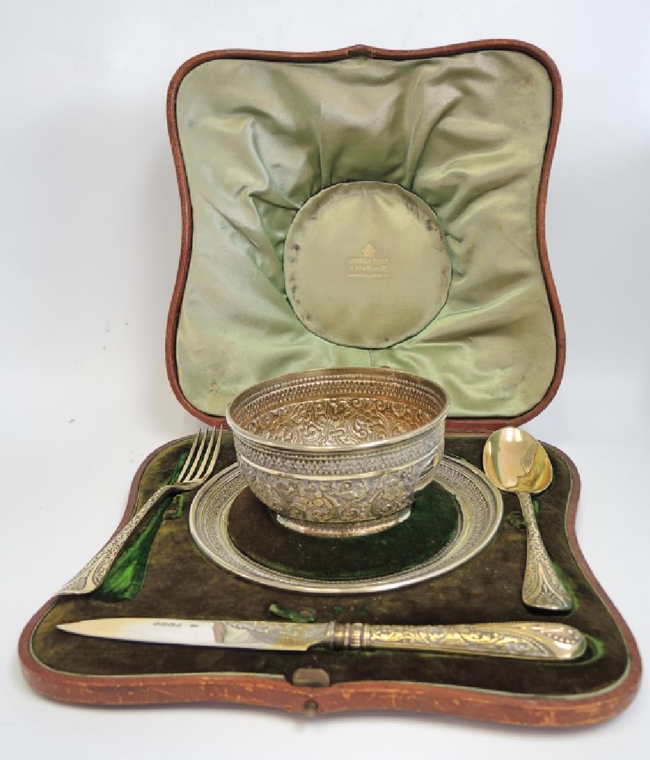London Ryder Gold Over Sterling Place Setting: H: 2 1/8 in. Provenance: private Beverly Hills collection.