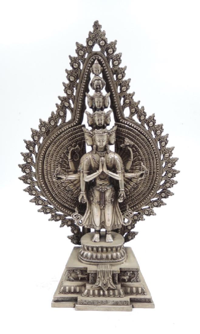 Chinese Bronze Buddha Statue: H: 16 1/4 in. Provenance: private Beverly Hills collection.