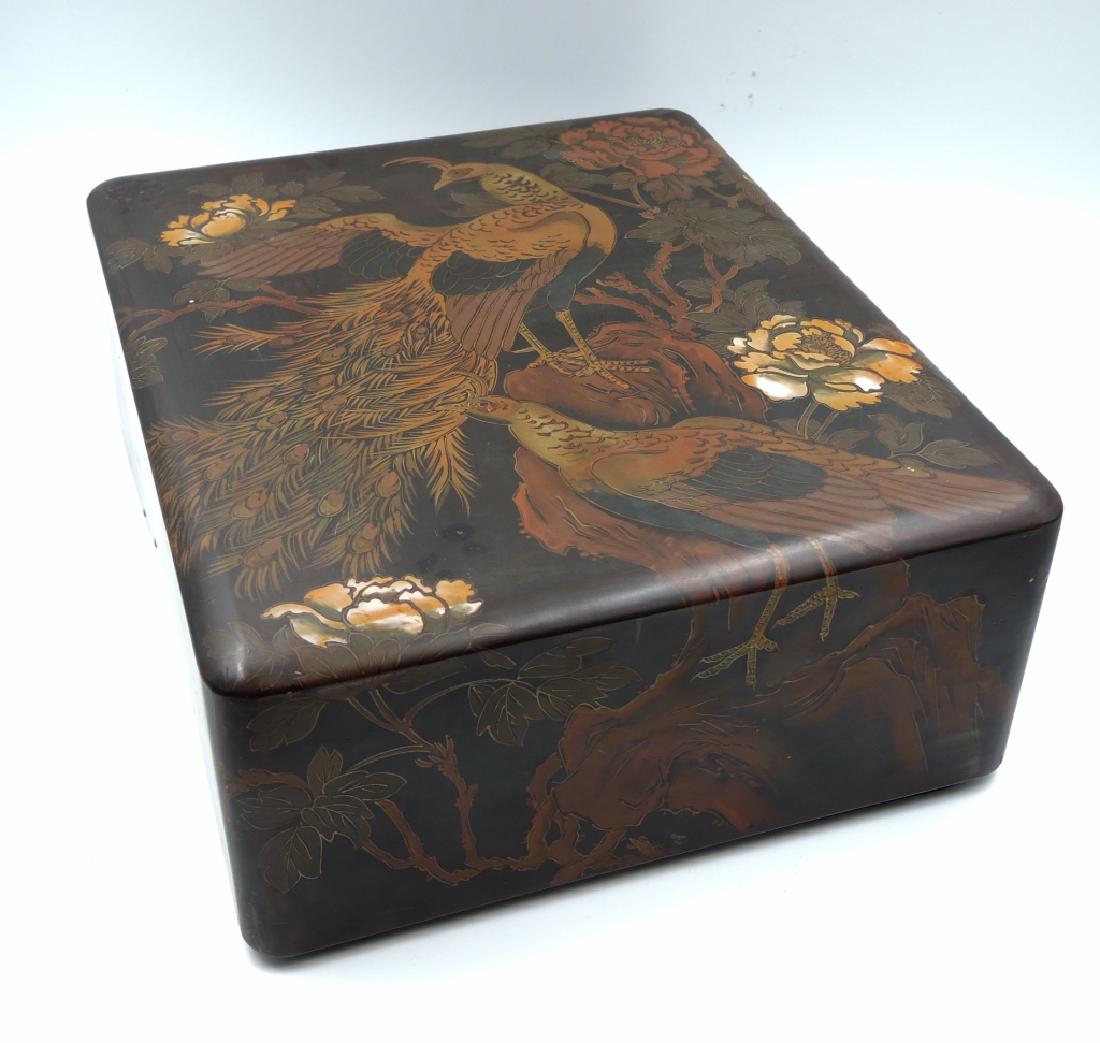 Large Japanese Lacquer Box: Size: 11 x 13 x 5 1/8 in. Provenance: private Beverly Hills collection.