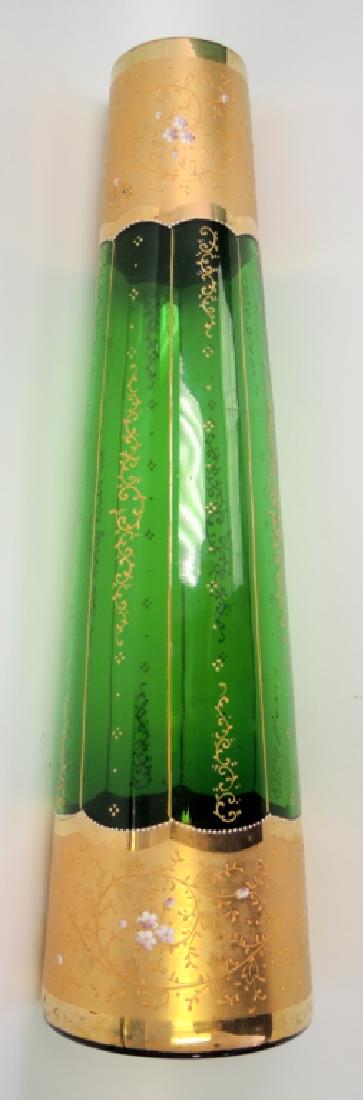 Bohemian Czech Moser Glass Gilded Vase: H: 16 1/2 in. Provenance: private Beverly Hills collection.