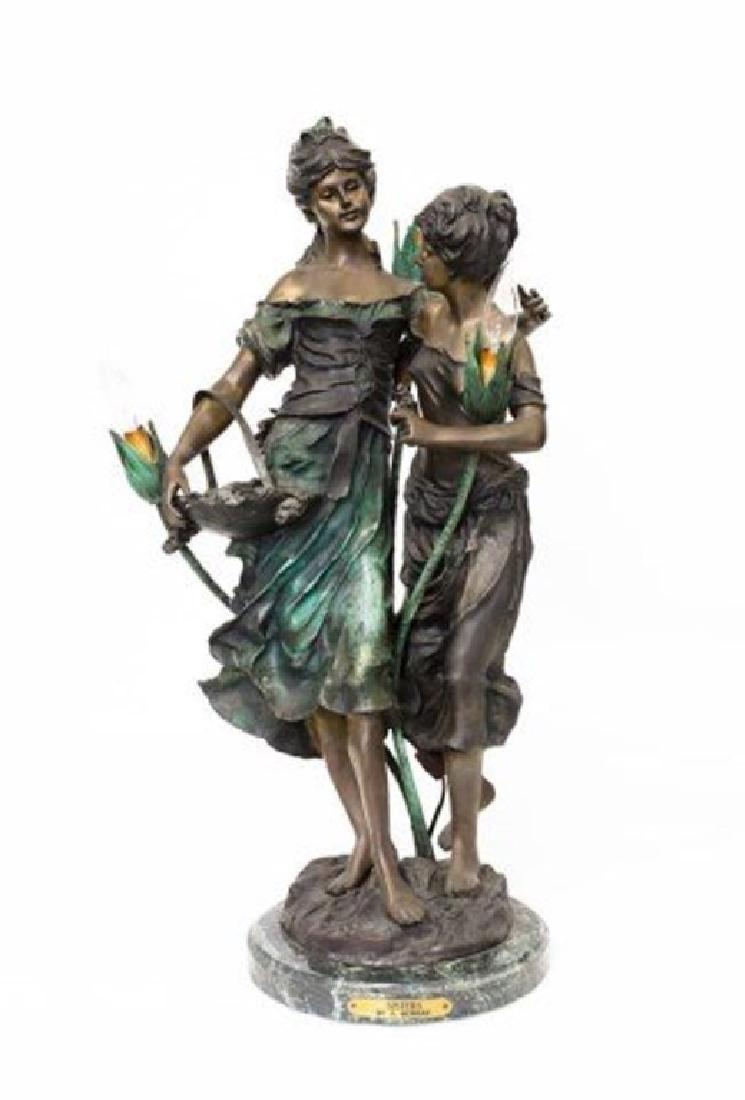 BRONZE LAMP FIXTURE WITH TWO BEAUTIES (1 of 3)