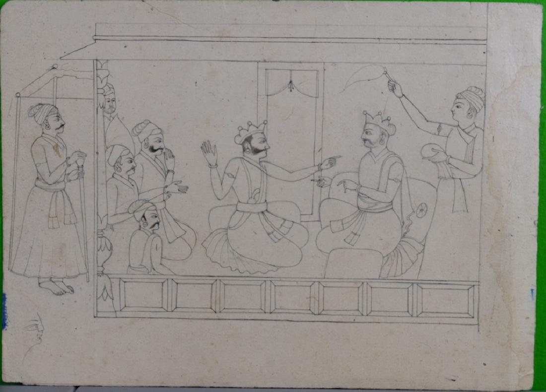 Three Pahari Indian Sketch Paintings (1 of 3)