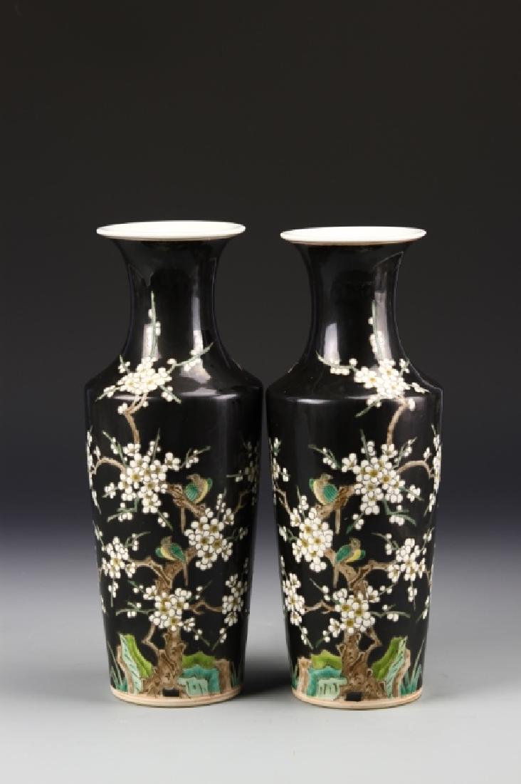 Pair of Chinese Famille Noir Vases (1 of 3)