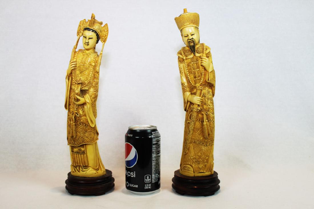 Two Chinese Hand Carved Figures with Wood Stand (1 of 6)