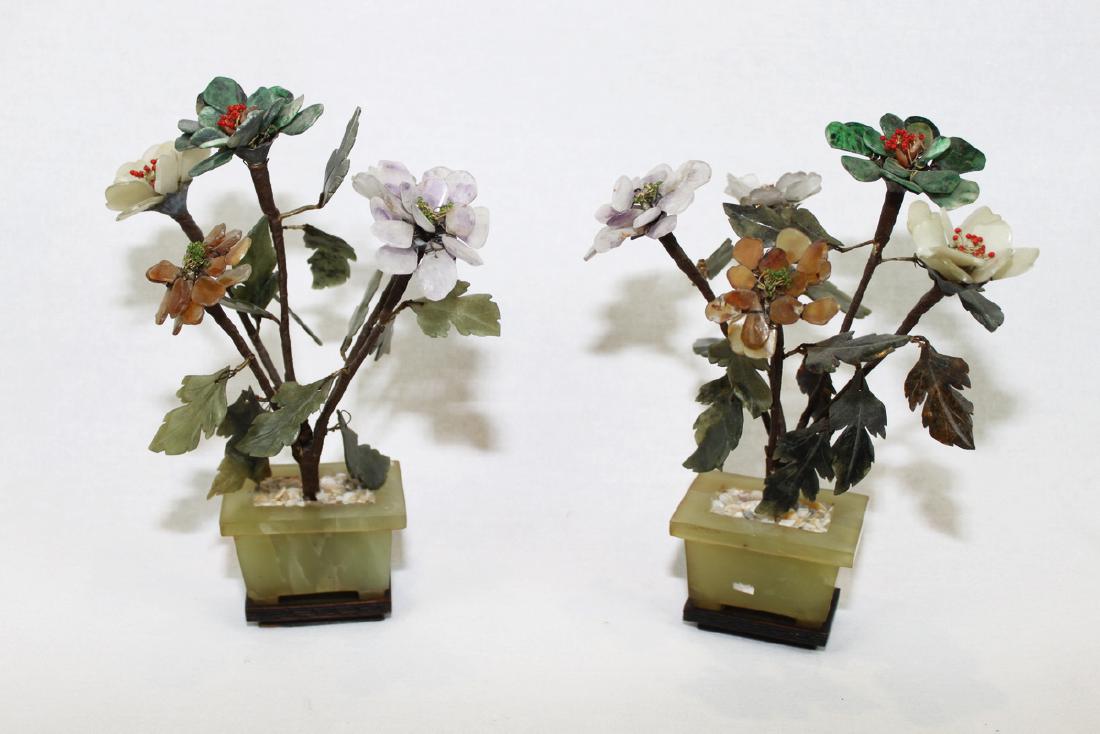 Two Chinese Rose Quartz Trees in Jade Planter (1 of 9)