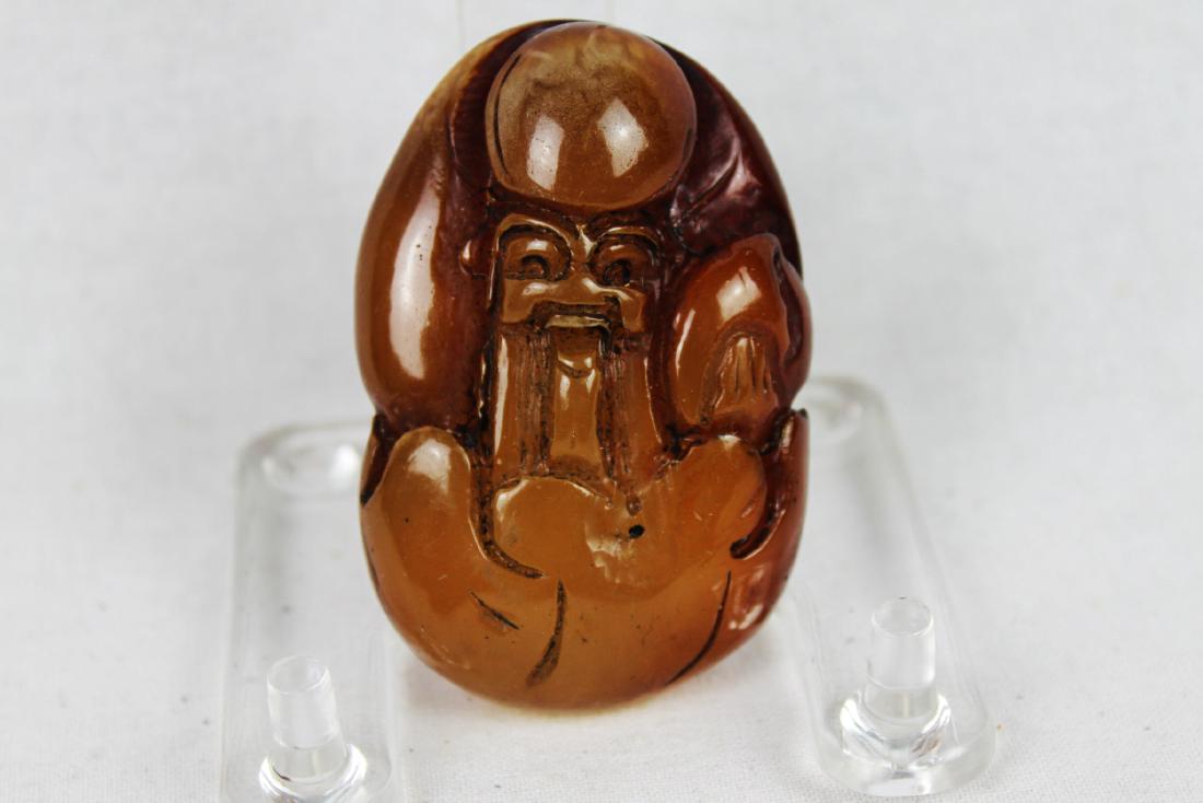 Hand Carved Amber Stone of Buddha Pendant (1 of 5)