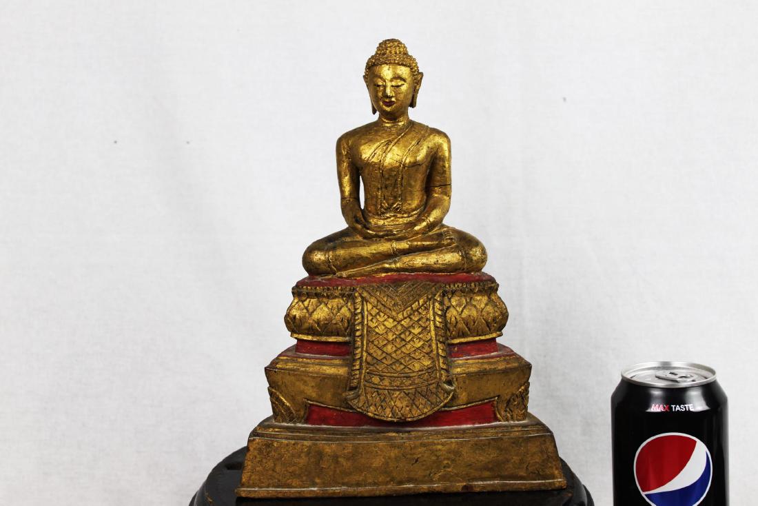 Antique Wood Buddha Statue with Gold painting (1 of 10)