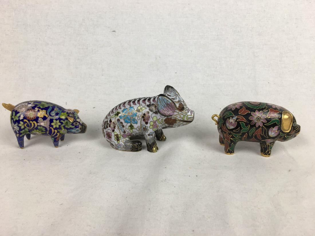 Three of Mini Cloisonne Pigs (1 of 10)