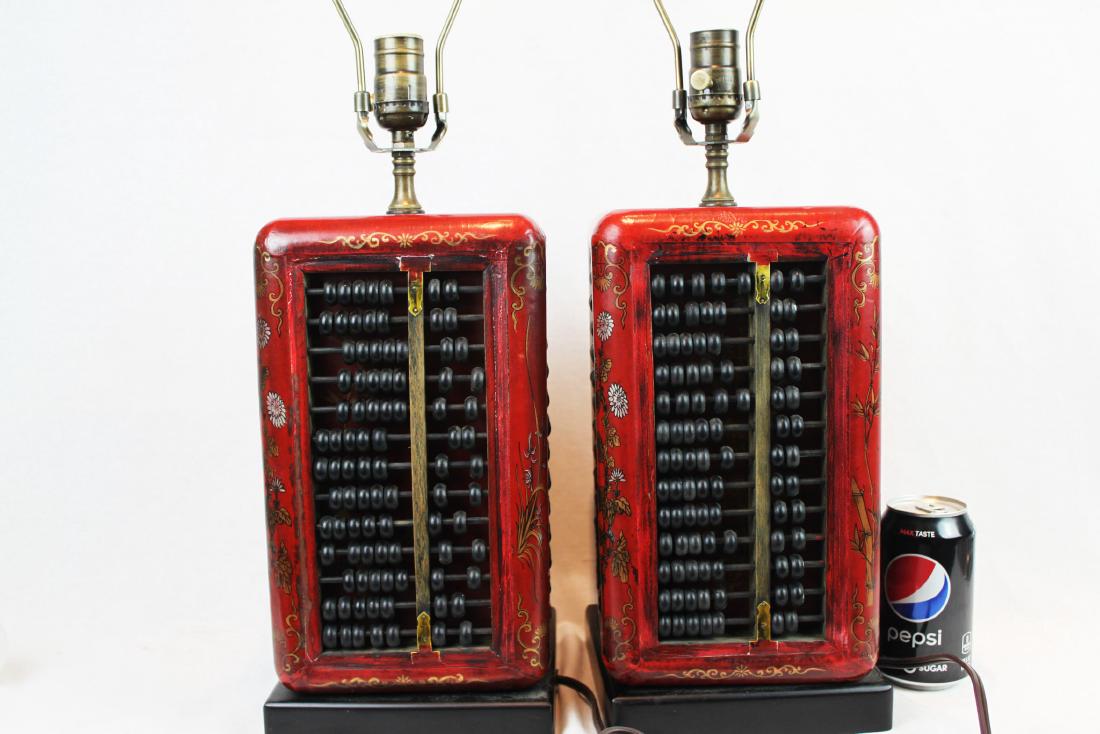 A Pair of Antique Abacus Lamp: 7''x13''