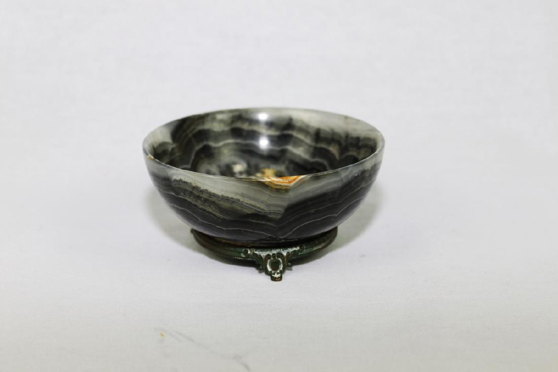 Antique Chinese Marble Bowl with Bronze Stand Attached (1 of 8)