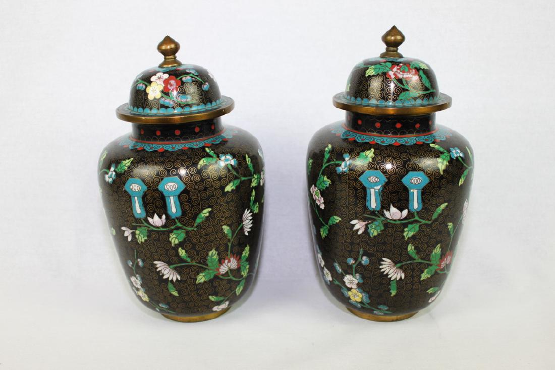 Two Large Chinese cloisonne vase made with bronze and (1 of 8)