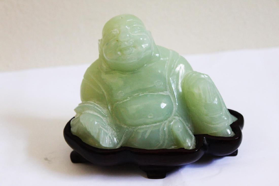 Hand Carved Jade Buddha w/wood stand (1 of 7)