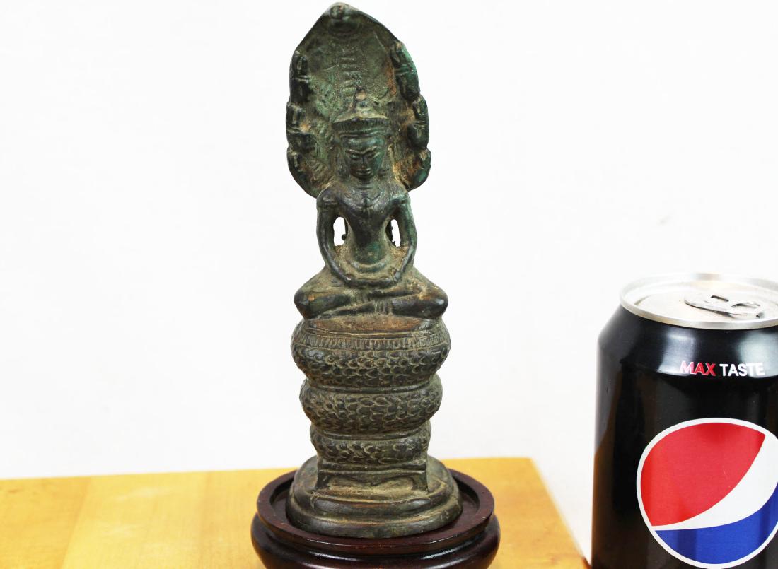 Antique Chinese Cobra shape Bronze Buddha Statue (1 of 10)