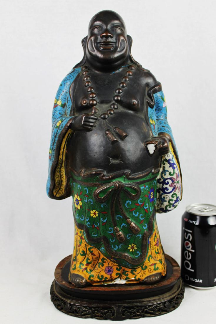 Antique Chinese cloisonne & bronze figure of Buddha (1 of 10)