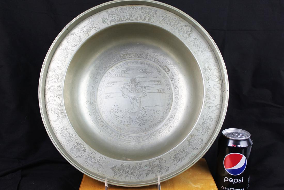 Antique Hand Carved Chinese White Bronze Plate (1 of 10)