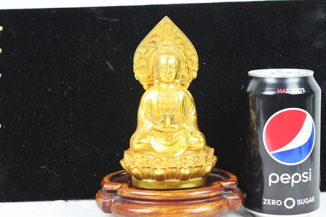 Gilt Bronze Guanyin Statue with Wood Base (1 of 8)