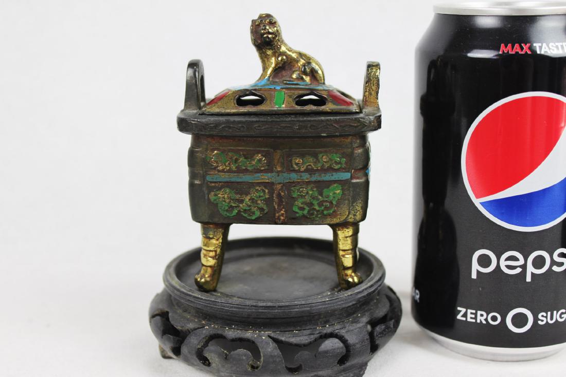 Antique Bronze Incense Burner Gild with Gold outside: 3''x4''x2.5''