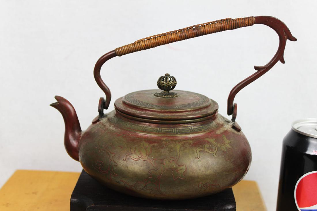 Antique Chinese Bronze Teapot: 7''x4''