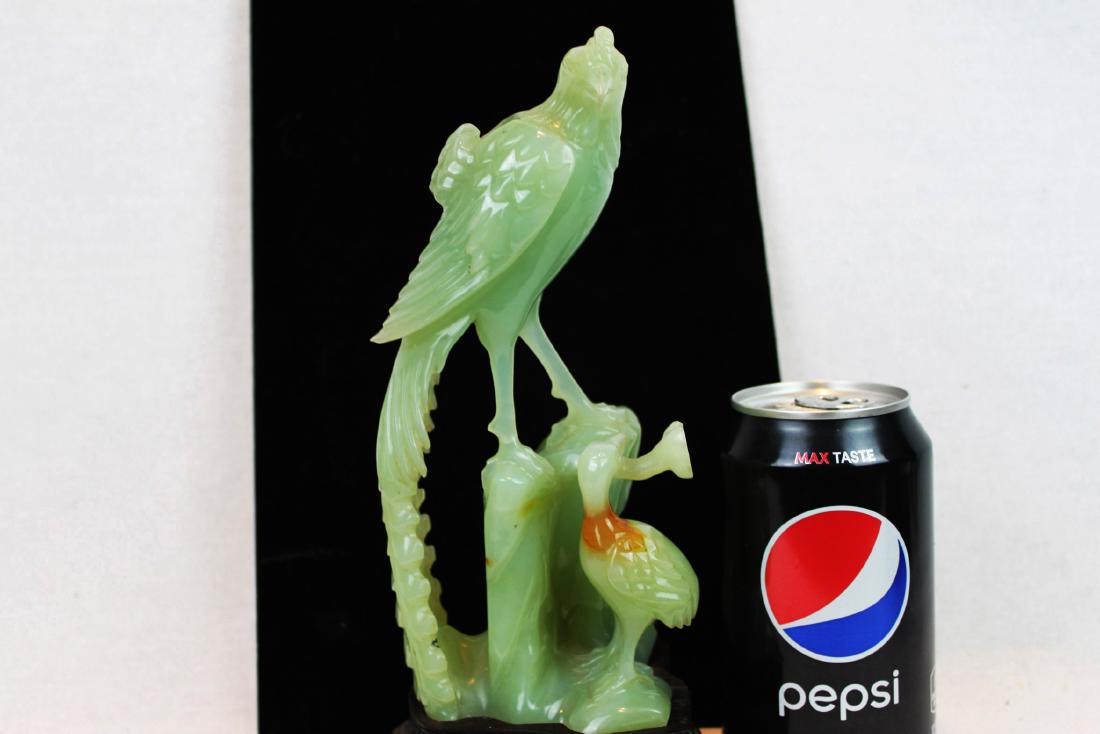 Chinese Hand Carved Jade Statue w/ Wood Stand (1 of 10)