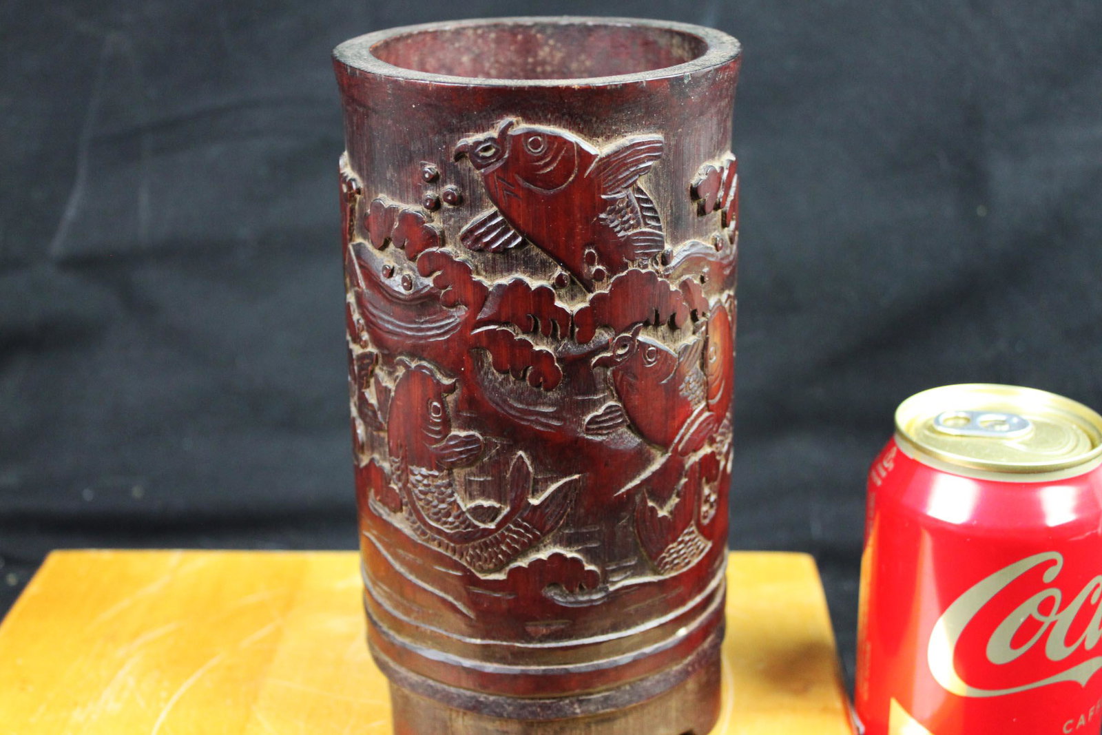 Chinese Bamboo Brush Pen Holder: 4''x7''