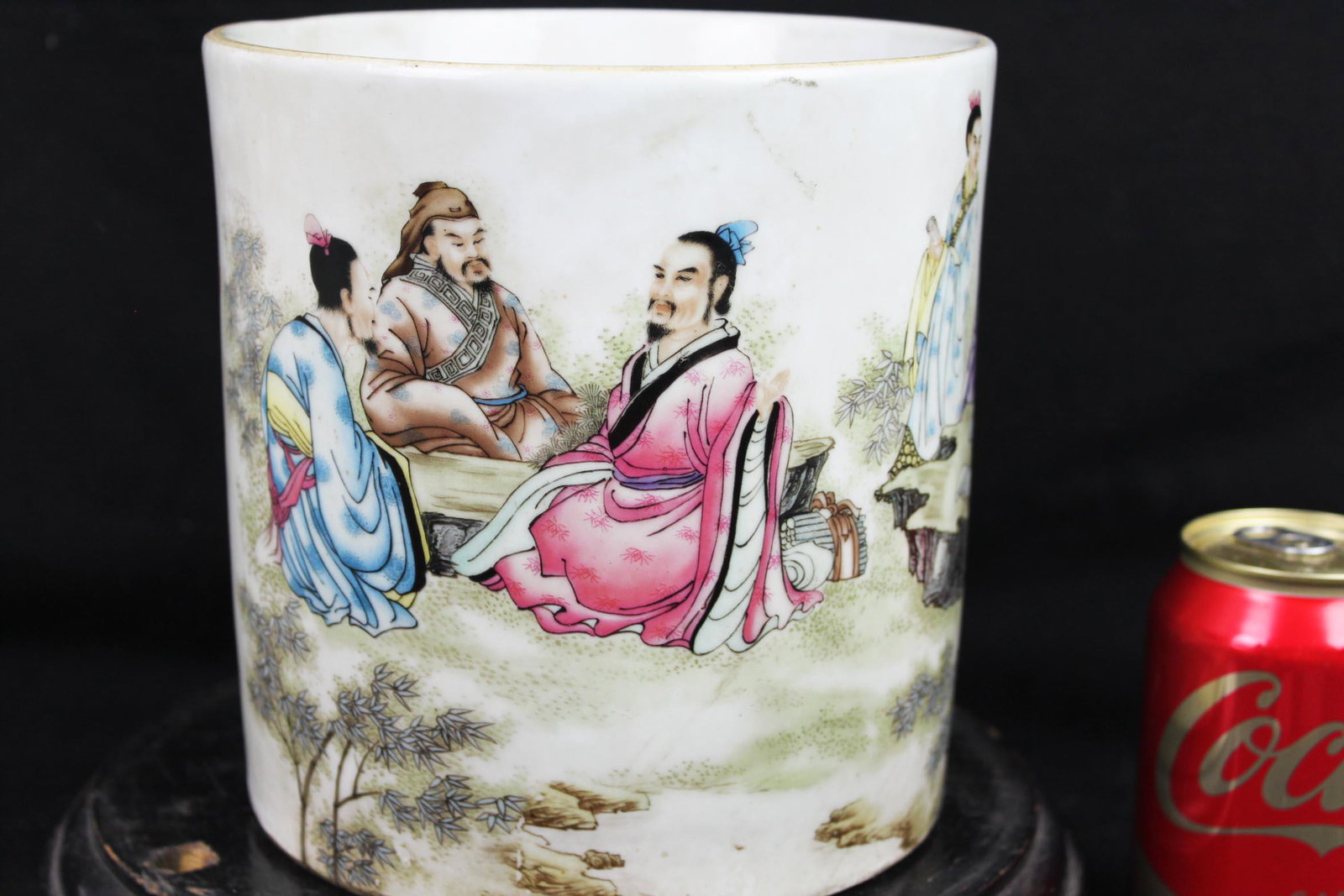 Antique Chinese Porcelain Poems Jar: 6''x7''