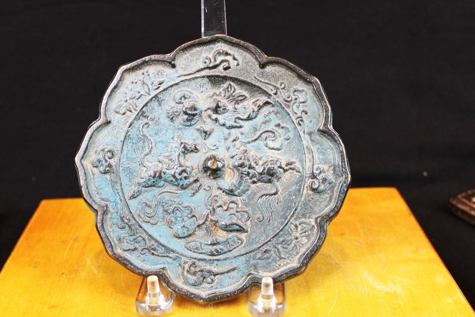 Antique Chinese Bronze Mirror: 5.5''x5.5''