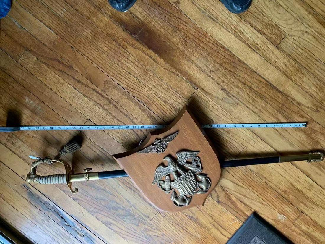 Antique U.S. Naval Sword Wall Display (1 of 12)