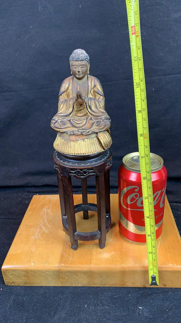 Antique Chinese Hand Carved Wood Buddha Statue (1 of 8)