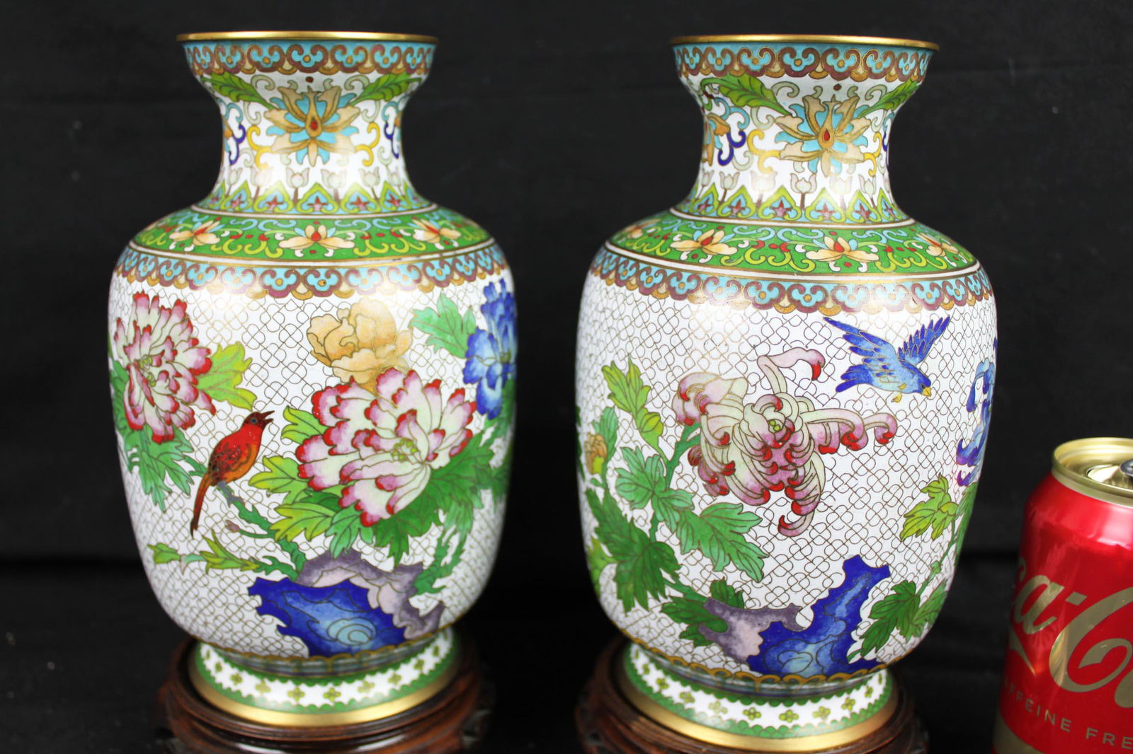 A Pair Chinese Cloisonne Vase w/ stands (1 of 12)