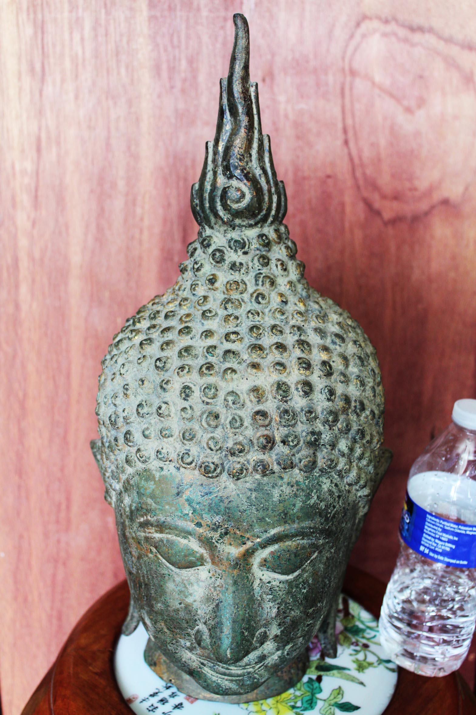 Antique Chinese Bronze Buddha Head Statue (1 of 16)