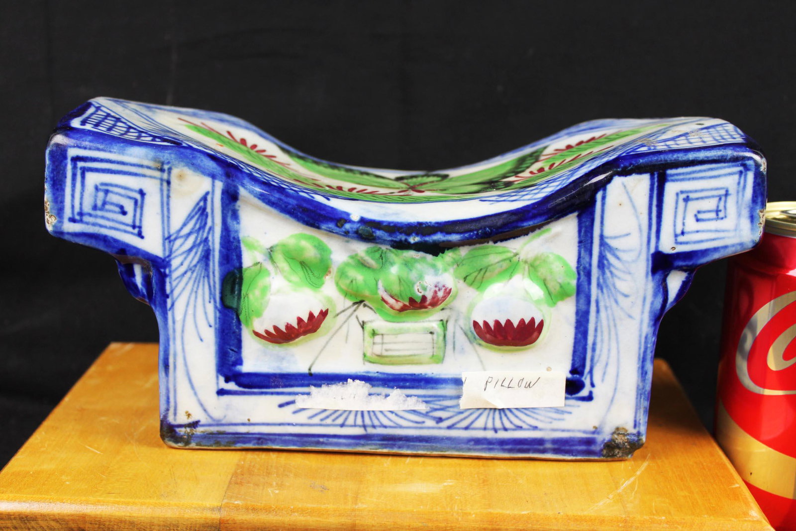 Antique Chinese Porcelain Pillow: 9.5''x4.5''x4''
