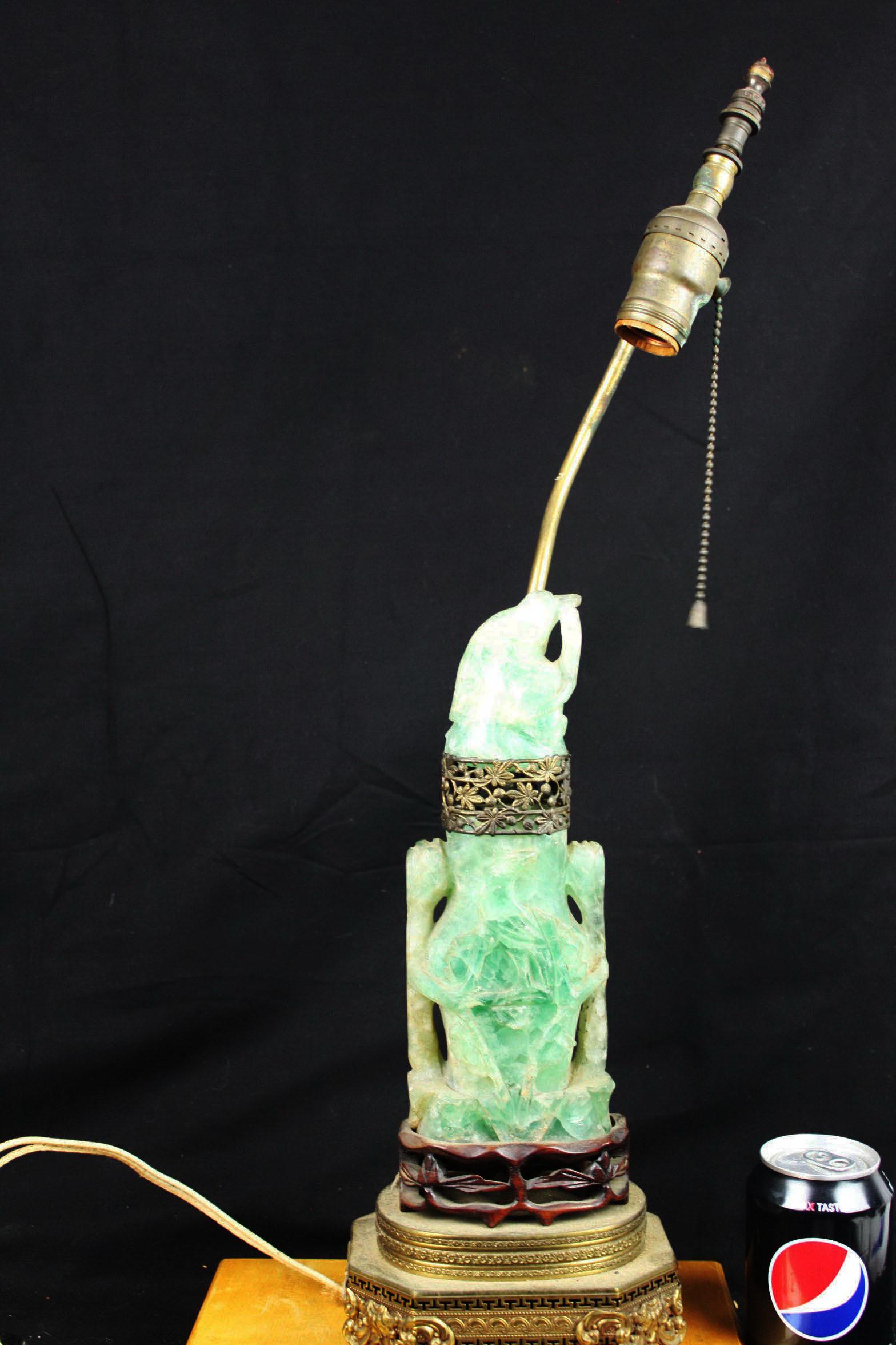 Antique Chinese Green Crystal Lamp 1900s' (1 of 12)