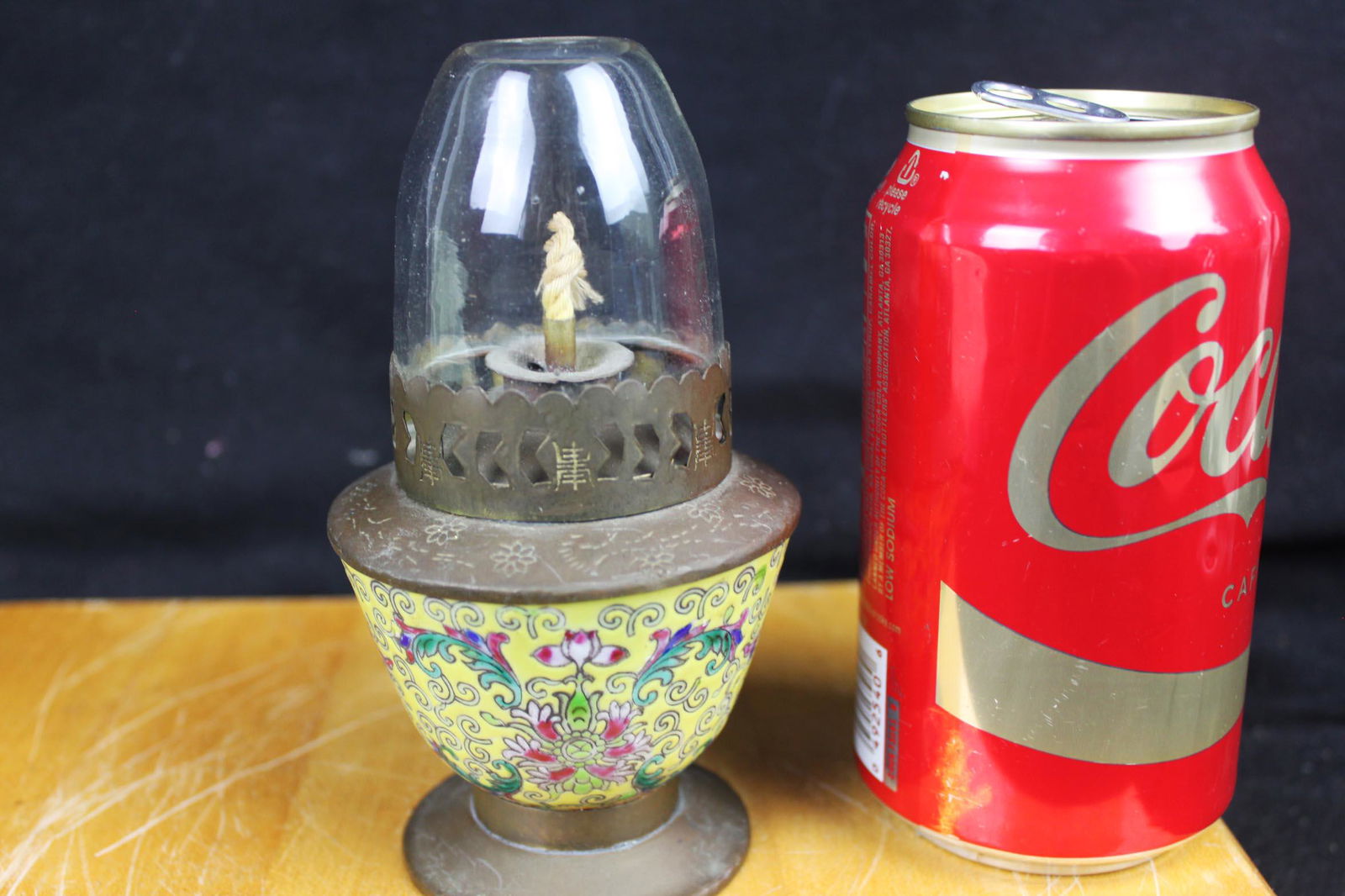 Antique Chinese Yellow Cloisonne Candle Stand (1 of 9)