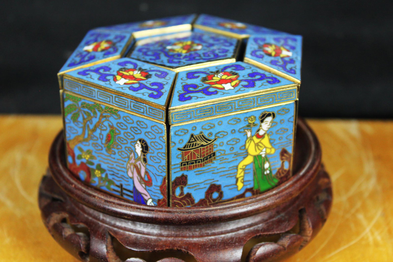Antique Chinese Cloisonne Box-7 piece boxes (1 of 15)