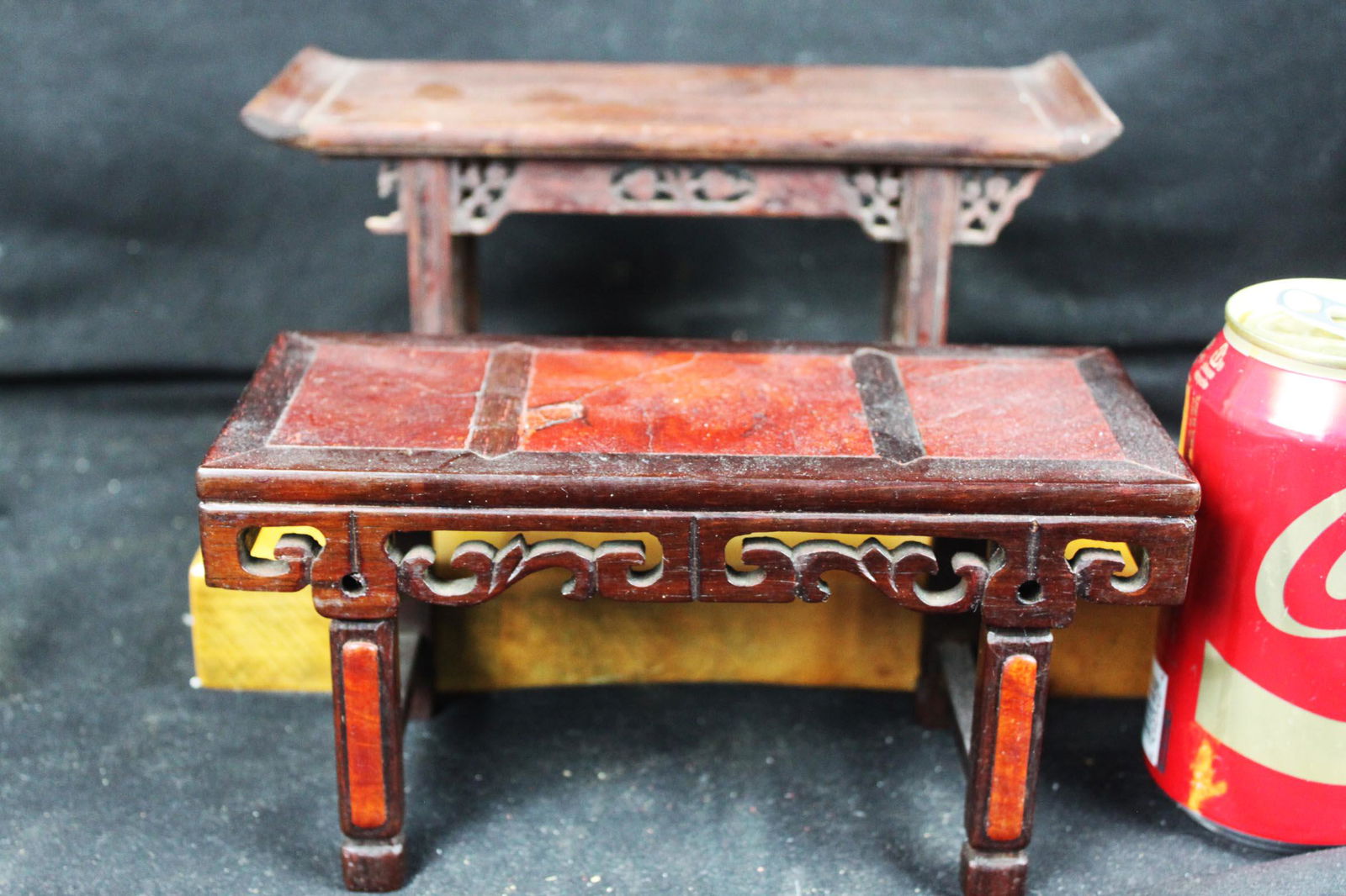 Antique Chinese Mini Hand Carved wood chair / table (1 of 12)