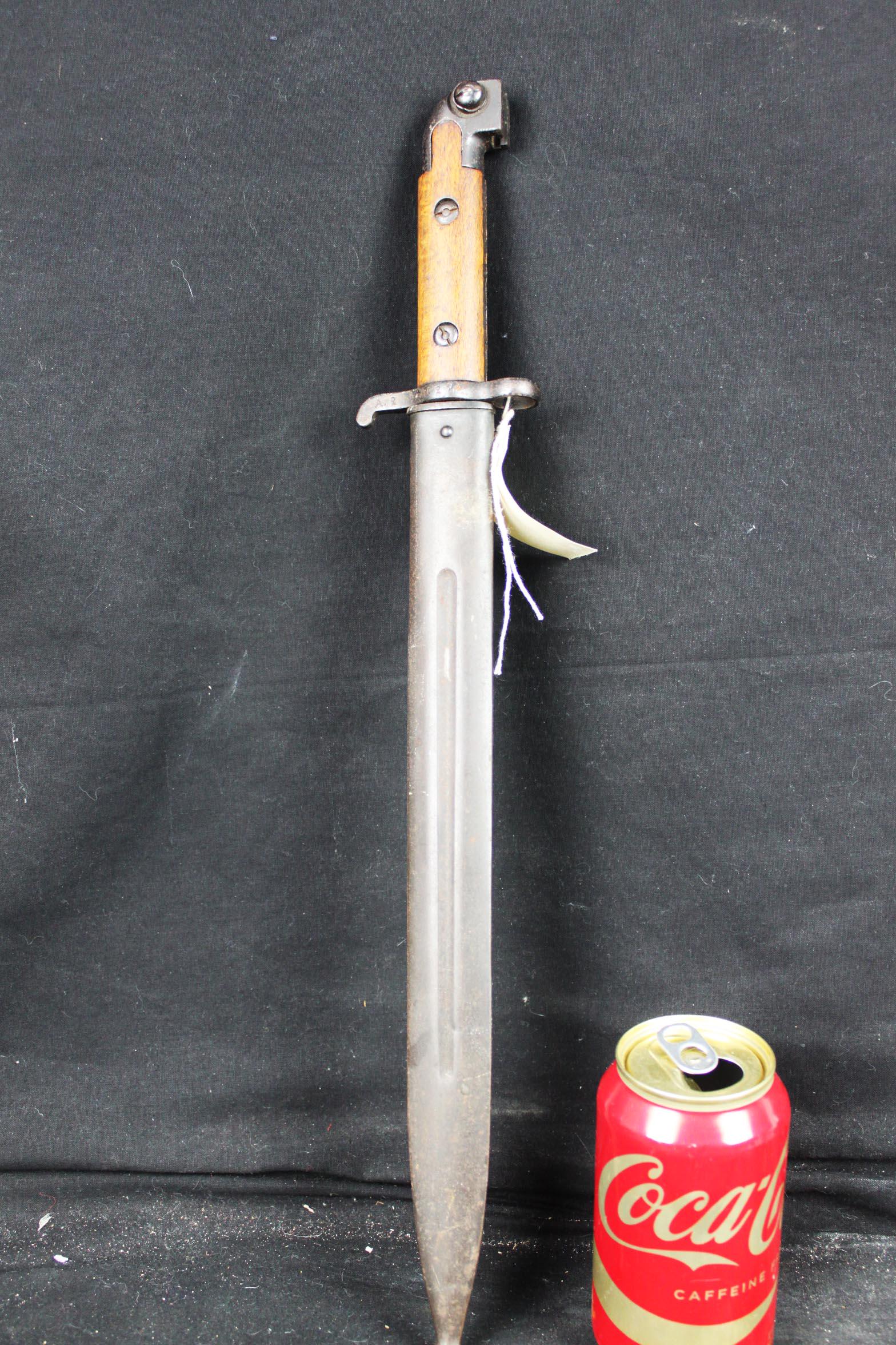 Antique Butcher Bayonet with metal hoslter: 19''x3''