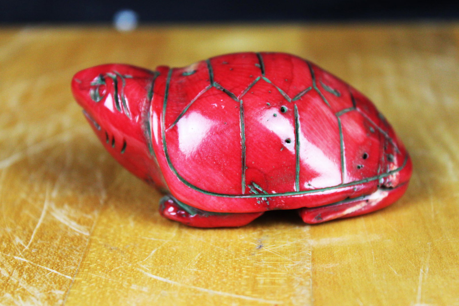 Hand Carved Red Coral Turtle (1 of 4)