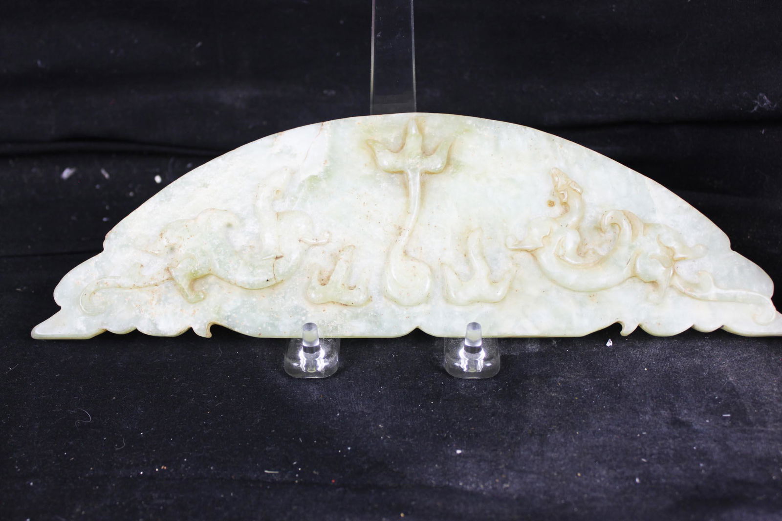 Hand Carved antique Jade Item - Fan shape (1 of 6)