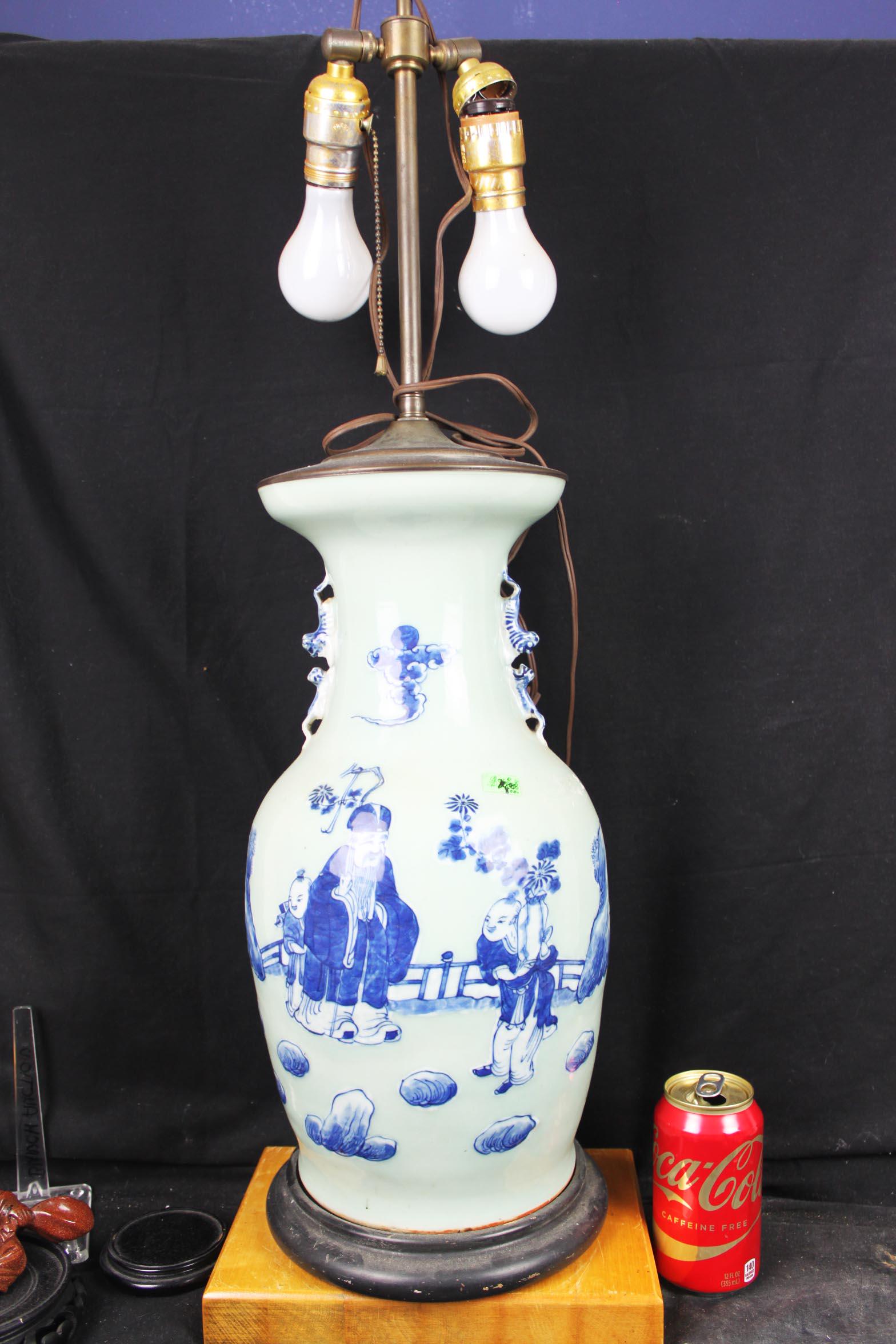Antique Chinese Large Porcelain Vase Lamp (1 of 13)