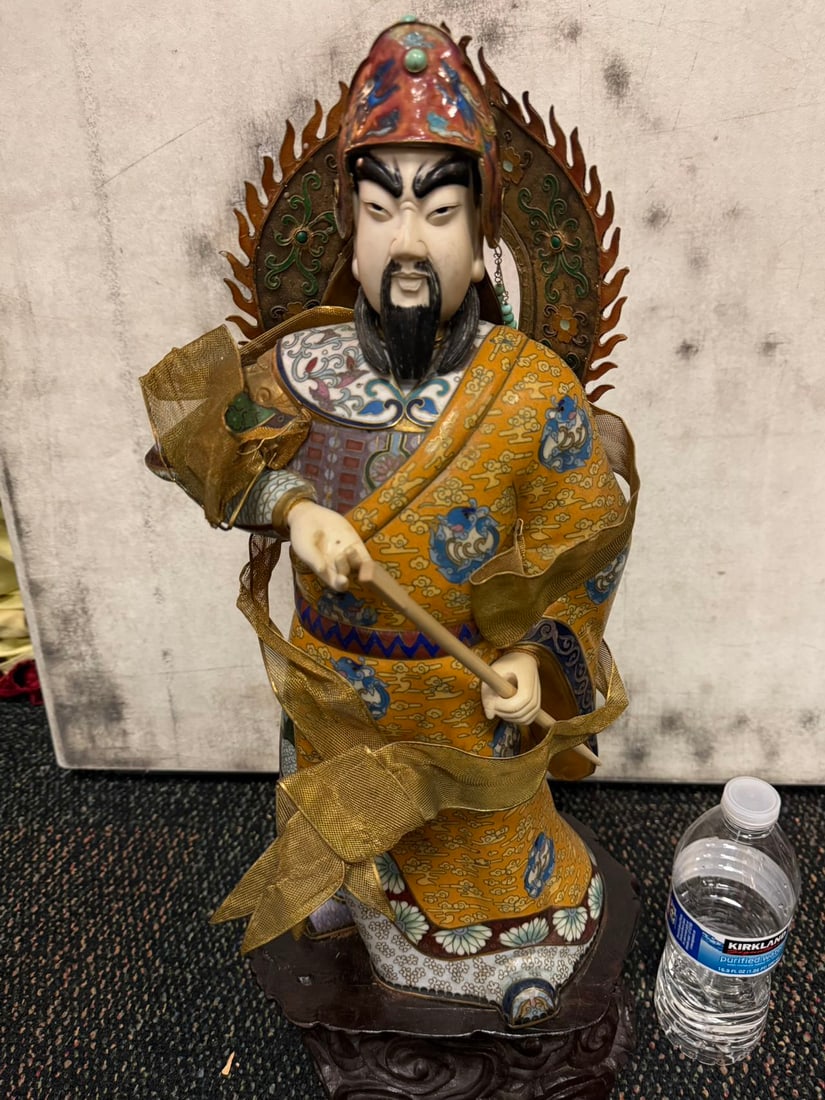 Antique Chinese Cloisonne Bronze Warrior Statue (1 of 13)
